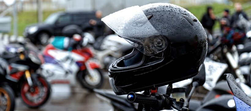 Helmet on motorcycle